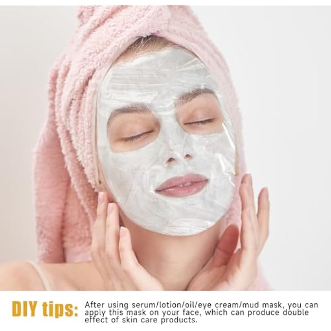 salbsever 200 SHEETS DISPOSABLE FACIAL SHEET MASK FACE MASK FACIAL PLASTIC MASK SET TRANSPARENT MOISTURIZING FACE DISPOSABLE FACE THIN FACIAL PLASTIC WRAP RETENTION FOR SKIN CARE & DIY SPA MASK - Image 3